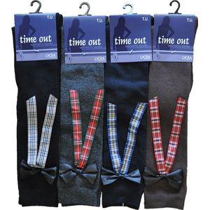 Dames kniekous - met ruitjes strik - 6 paar - one size - losse elastiek - 95% katoen - chaussettes socks