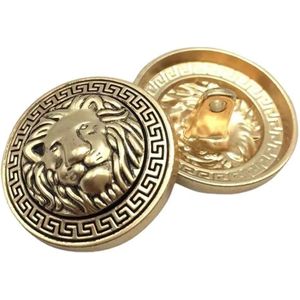 Modieuze leeuwenkop kledingknopen - 10 stuks - goud - 25 mm