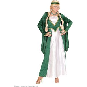 Widmann - Middeleeuwen & Renaissance Kostuum - Marie Fiona Koningin Van Greenville - Vrouw - Groen, Wit / Beige - XXL - Carnavalskleding - Verkleedkleding