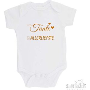 100% katoenen Romper ""Mijn tante is de allerliefste"" Unisex Katoen Wit/tan Maat 62/68
