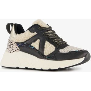 Blue Box meisjes dad sneakers met teddy inzet beige zwart - Maat 28 - Uitneembare zool