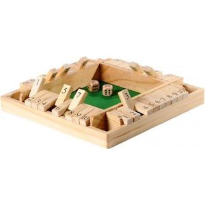 Longfield Games Shut the Box - Houten Dobbelspel voor 4 spelers | Inclusief 2 houten dobbelstenen | Afmetingen 29 x 29 x 3,5 cm
