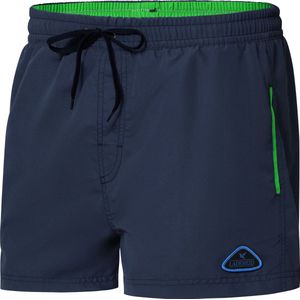 Ladeheid LA-ZA-SWS-1001 Heren Zwembroek - Zwemshorts - met zijzakken en achterzak - sneldrogend - met binnenslip van mesh - Koordsluiting - Polyester - Marineblauw/Limone - M