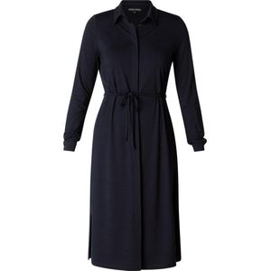 Base Level Curvy Doorknoopjurk Aylem met Ceintuur Donkerblauw