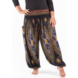 Harembroek - Yogabroek - Strand- broek - XL Dames en heren- maat 50 en 52 - Eye zwart