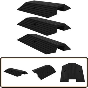 vidaXL Drempelbruggen - Rubber - 49x40x8 cm - 3 stuks Drempelhulp - Drempel Brug - Drempelhoogte - Rolstoel Toegankelijkheid - Scootertrekker