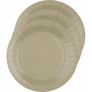 Santex feest gebak/taart bordjes - taupe - 30x stuks - karton - D17 cm