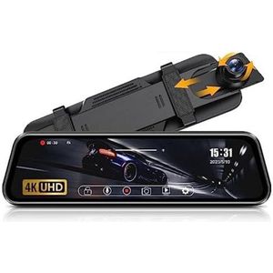 Coopi – Mirror Dashcam met Achteruitrijcamera – 4K UHD, 10 Inch IPS Touchscreen, Inclusief 64GB SD Kaart & 10m Kabel, WDR & G-Sensor, Zwart