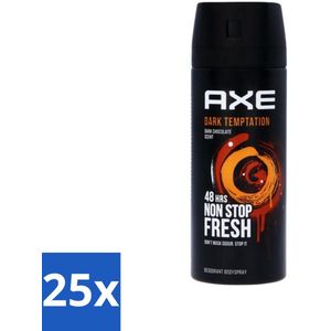 25 x Axe Deodorant Bodyspray Dark Temptation 150 ml - Chocolade Geur - Kruiden Geur - Frisheid - Duurzame Deodorant