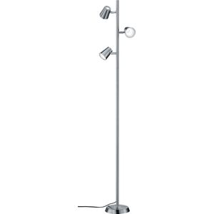 LED Vloerlamp - Torna Narca - 12W - Warm Wit 3000K - 3-lichts - Dimbaar - Rond - Mat Nikkel - Aluminium