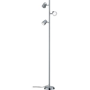 LED Vloerlamp - Torna Narca - 20.7W - Warm Wit 3000K - 3-lichts - Dimbaar - Rond - Mat Nikkel - Aluminium