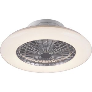 LED Plafondlamp met Ventilator - Plafondventilator - Trion Romina - 30W - Aanpasbare Kleur - Afstandsbediening - Dimbaar - Rond - Mat Titaan - Kunststof