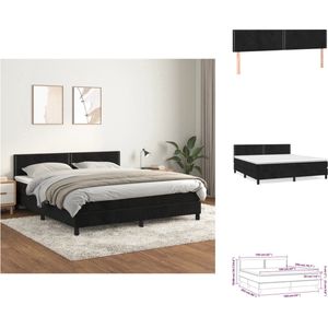 vidaXL Bedframe - - Boxspringbed - Afmetingen 203x160x78/88 cm - Zwarte stof met fluweel - Hoofdbord verstelbaar - Pocketvering matras - Middelharde ondersteuning - Huidvriendelijk topmatras - Inclusief montagehandleiding - Bed