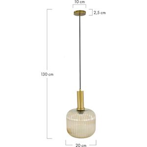 DKNC - Hanglamp Allison - Glas - 20x20x30cm - Geel