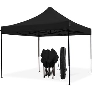 LifeGoods Partytent - Opvouwbaar - 3x3 m - Easy Up - Paviljoen - Waterdicht - Draagtas met Wieltjes - Antraciet