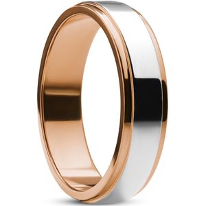 Ferrum | 6 mm Gepolijste Roségoud- en Zilverkleurige Roestvrijstalen Stap Ring