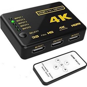 HDMI Switch 5 Poorts met Afstandsbediening Ultra HD 4K 3D