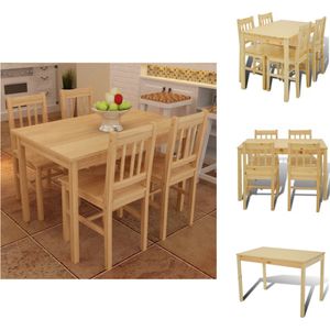 vidaXL Eethoek Naturel - 108 x 65 x 73 cm - Grenenhout - Set tafel en stoelen