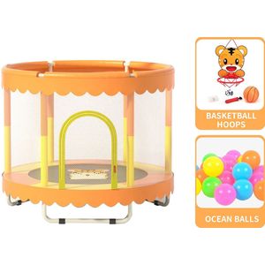 Trampoline - inclusief veiligheidsnet - 150cm - oranje - trampoline voor kinderen - huishoudelijk speelgoed - tot 100kg