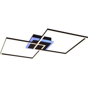 LED Plafondlamp - Trion Aruba - 35.5W - RGBW - Dimbaar - Afstandsbediening - Vierkant - Mat Zwart - Aluminium