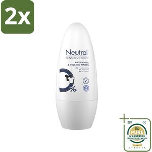 Neutral - Deodorant Roller - Gevoelige Huid - Tegen Witte & Gele Vlekken - 0% Parfum, Kleurstof & Alcohol - 50 ml - Voordeelverpakking - 2 stuks - Gevoelige huid - Zweetlucht