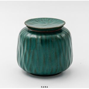 Coral urn - Groen/Blauw - 300ML - klein - hoogwaardig keramiek - SANA - moderne urn - crematie urn - as urn - huisdieren urn - urn hond - urn kat - menselijk as - familie urn - urn voor as volwassen - urne - urne hond - urne volwassenen – mini urn