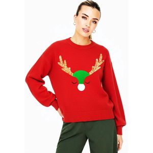 Starry Indigo - Foute Kersttrui / Sweater Dames - Reindeer SWT-RDLR24-33X-S