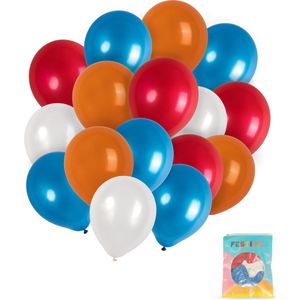 Festivz 40 stuks Rood Wit Blauw Oranje Ballonnen – Decoratie – Feestversiering - Red - White - Blue – Orange - Orange Latex - Verjaardag - Nederlands Elftal - Feest - Koningsdag - Kings day