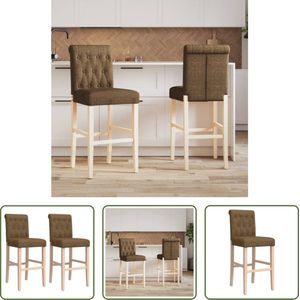 The Living Store - Barstoelen - 2 - st - massief - rubberhout - en - stof - Barkruk