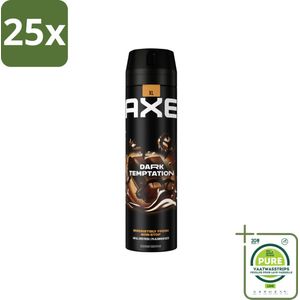 25 x AXE - Deodorant Spray - Dark Temptation - Chocoladegeur - Verleidelijk Fris - 200 ml - Grootverpakking - AXE Deodorant - Chocoladegeur - Deodorant Spray - Mannelijke Geur - Langdurige Frisheid