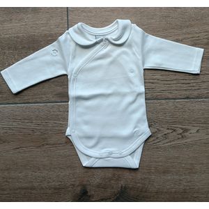 Babidu Romper/Body | wit | Lange mouw | Overslag romper |met rond kraagje | 1187| Newborn | maat 50