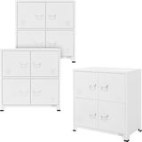 Set van 3 kantoorkasten met twee niveaus magnetisch slot 75x40x80,5 cm wit staal ML design