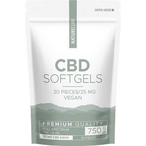 Nature Cure CBD Soft Gels -25 mg each- Full Spectrum 30 stuks