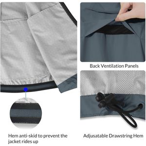 Heren Waterdicht Fietsen Regenjack Windbreaker Lichtgewicht Reflecterend
