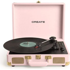 Draagbare Platenspeler met Bluetooth en USB - Pastel Roze