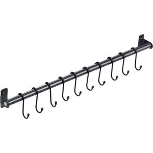 Keuken Rail Pan Hanger, Utensil Hangende Barrek, Badkamer Handdoekstang, Wandgemonteerde Hanger, Organizer voor Hangende Messen, Pot en Pan, Tassen op Woonkamer met 10 Verwijderbare S-haken, 570 mm x 1