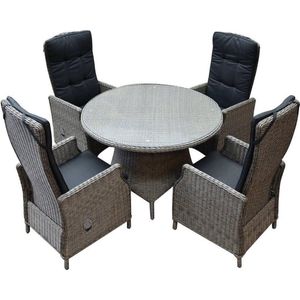 Empoli Riccione dining tuinset 110 cm rond 5-delig grijs