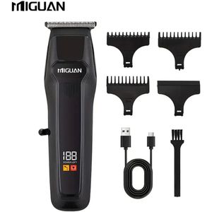 MIGUAN Tondeuse - Digitale Trimmer - Usb Oplaadbare Scheerapparaat voor Gezichtshaar, Hoofdhaar en Lichaamshaar - Batterij Indicator - Perfecte Lichaamshaar Verzorging voor Dames en Heren - Kleur: Zwart