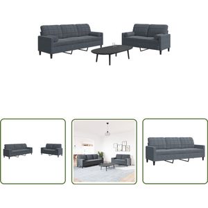 The Living Store 2-delige Loungeset met kussens en bolsters fluweel donkergrijs - Loungeset - Bankstel - Fluweel - Donkere Kleuren - Comfortabele Stoffering