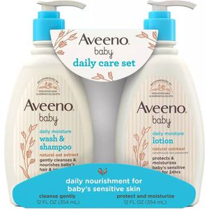 Aveeno Baby Daily Care Gift Set Includes Daily Moisturizing Body Lotion & 2-in-1 Baby Bath Wash & Shampoo - Babyhuidverzorging