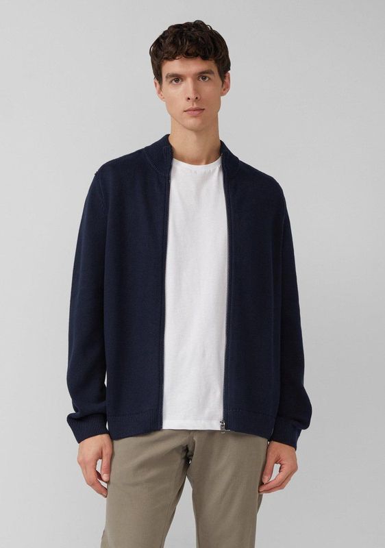 s.Oliver - Gebreid Vest - Navy - Lange Mouw - Normale Pasvorm