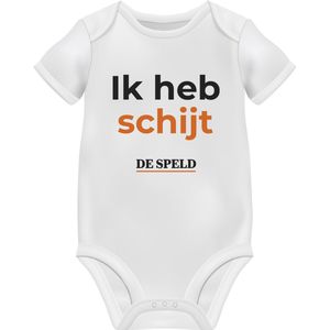 De Speld - Romper met print - Maat 68 - 'Ik heb Schijt' - Wit