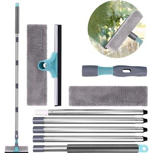 Ruitenwisser met Telescopische Handgreep - 2-in-1 Professionele Raamtrekker - Telescopische Raamreiniger van 90 tot 200 cm - Glasreiniger voor Hoge Ramen - Binnen en Buiten - Douche