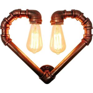 Wandlamp binnen industrieel waterleiding hart - Wandlamp stoomleiding - Wandlamp binnen - Wandlamp woonkamer
