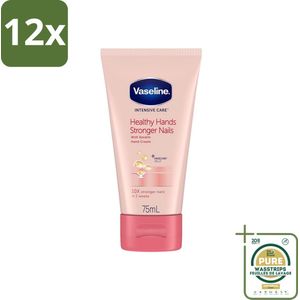 Vaseline - Healthy Hands & Stronger Nails - Handcrème - Versterkend - 75 ml - Voordeelverpakking - 12 stuks - Droge handen - Brekende nagels