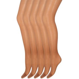 Zijdeglans Panty | Transparant van teen tot taille | 15 Denier | Merk: Marianne | Maat: S t/m XXXL | Kleur: Saskia | 5 Paar