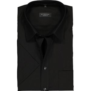 ETERNA comfort fit overhemd - korte mouw - poplin heren overhemd - zwart - Strijkvrij - Boordmaat: 49
