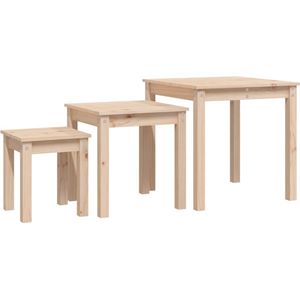 vidaXL Tafeltjesset - 3 Stuks - Massief Grenenhout Tafels - Grenenhout - Salontafel - Nachtkastje - Kleine Tafel