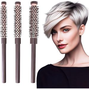 Allecto plus - Rond haarborstels voor volume - Set van 3 borstels - Geschikt voor kort haar, lagen, pony's, en baarden