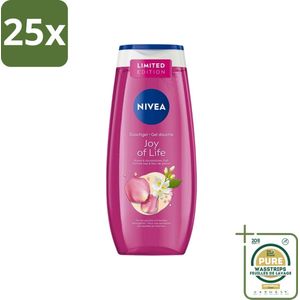 25 x Nivea - Douchegel - Joy of Life - Verfrissend Effect - 250 ml - Grootverpakking - Nivea Douchegel Joy Of Life - Roze En Jasmijn Geur - PH-neutraal - 99% Biologisch Afbreekbaar - Gerecycled Verpakking